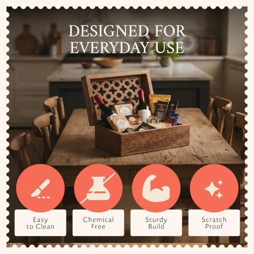Mela Artisans Trellis Mango Wood Storage Box - Medium Burnt, 9x6 in | Handcrafted keepsake box featuring an easy opening lid to create storage for delicate jewelry or home décor accents.