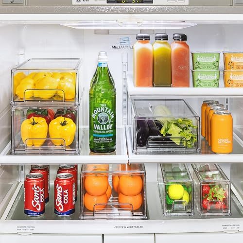 Sorbus Clear Stackable Storage Drawers for Refrigerator (Medium, 6 Pack)