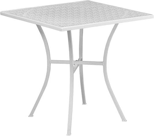 Flash Furniture Oia Commercial Grade Square Patio Table | Outdoor Steel Square Patio Table