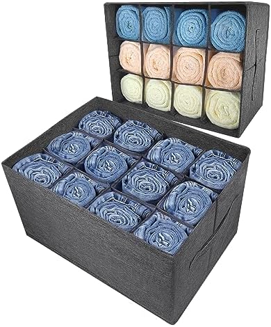 12-Grid Closet Organizers and Storage Bins with Dividers for Clothes,1 Pack