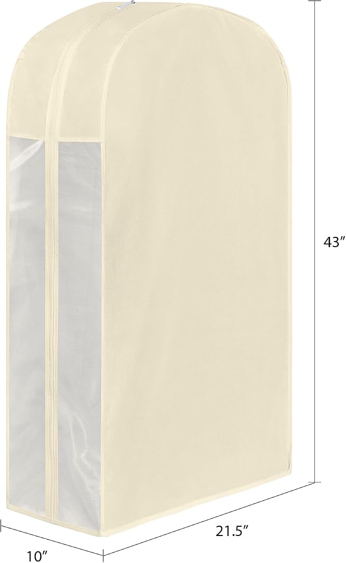 43 Inch Cotton Garment Bags for Hanging Clothes 3 Pack, Beige