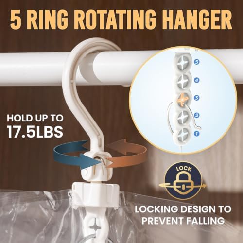 TAILI Hanging Vacuum Storage Bags for Clothes Space Saver 4 Combo Clear