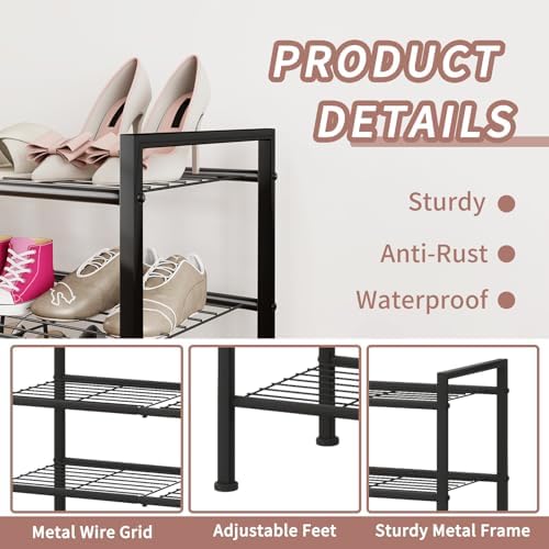 5-Tier Shoe Rack, Metal Storage Shelves for Closet Entryway