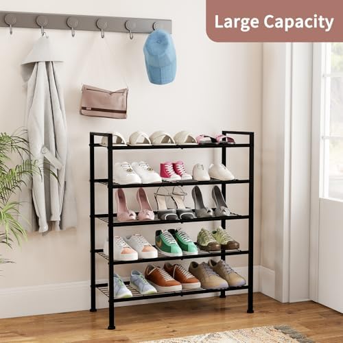 5-Tier Shoe Rack, Metal Storage Shelves for Closet Entryway