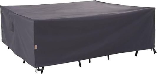 WJ-X3 Heavy-Duty Patio Furniture Cover, Waterproof & Windproof Outdoor Furniture Cover for Rectangle Table and Chairs, Fade-Resistant, 86" x 47" x 31", Gray
