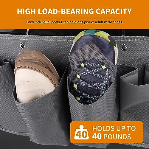 RVZONE RV Shoe Pockets 6 Large Pockets Heavy Hanging Bedside Storage Organizer with Sturdy Hooks for Shoes, Toys and Tools (Pack of 2)