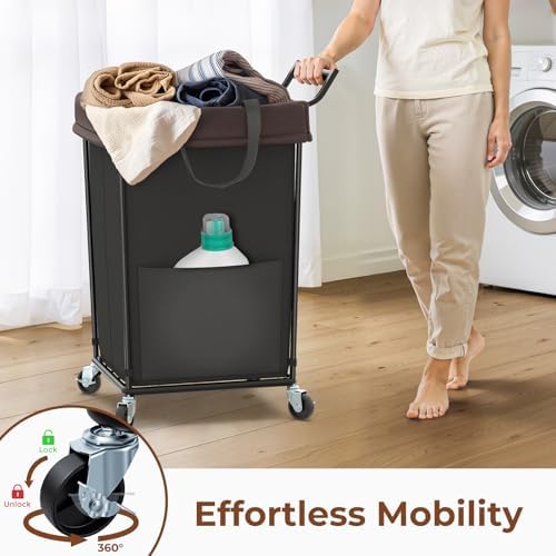 160L Rolling Laundry Hamper with Wheels and Handle, Rolling Laundry Basket