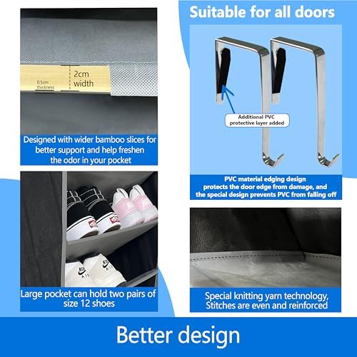 10 Tiers Shoe Organizer for Closet, 20 to 30 Pairs Shoe Rack Door
