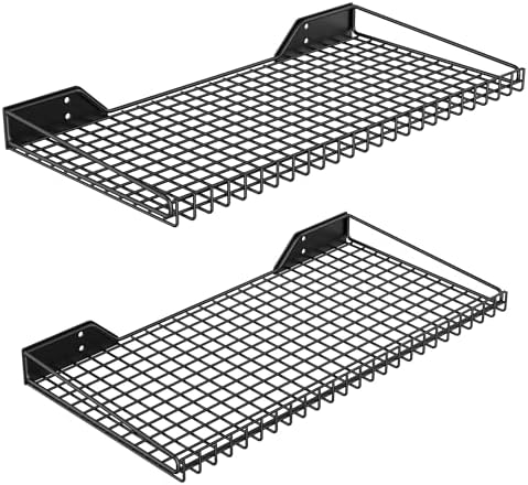 Ultrawall Wall Mounted Storage Shelf for Garage, 2 Pack Metal Shelf Rack | Heavy-Duty Wall Organizer Shelves Suitable for Shop, Shed, Garage 23.5inch x 12inch (Black)