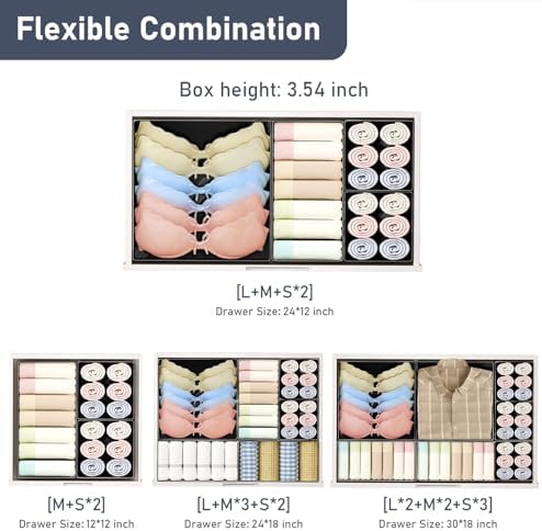 DIMJ Drawer Organizer Clothes- 26 Pack Baby Dresser Organizer for Nursery, Small Fabric Closet Drawer Organizer Bins for Underwears Socks, Foldable Storage Dividers Organization for Bedroom