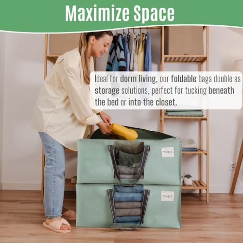 VENO Heavy Duty Moving Bags, Storage Bags, Clear Window, Light Green,4 Pack
