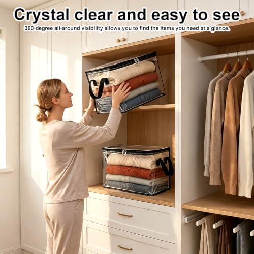 3 Pack Large Clear Storage Bags with Hinged Lid