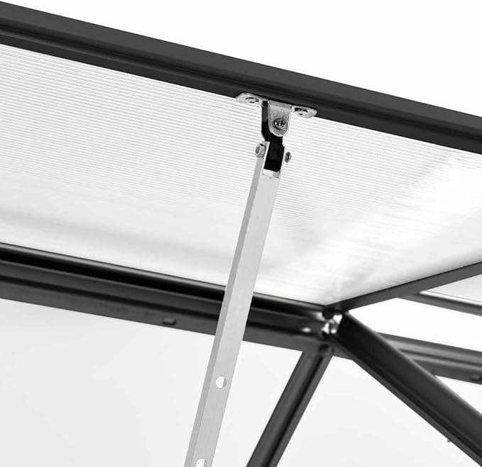vidaXL - Greenhouse Anthracite Aluminum - 51.1 ft², Polycarbonate UV- Panels, Thermally Insulated, Water Drainage, Optimal Ventilation, Durable Construction