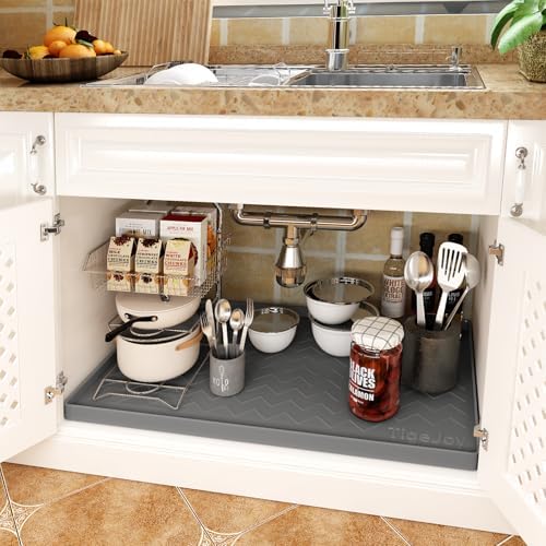 TigeJoy Under Sink Mats for Kitchen Waterproof 31" x 22", Cabinet Liner