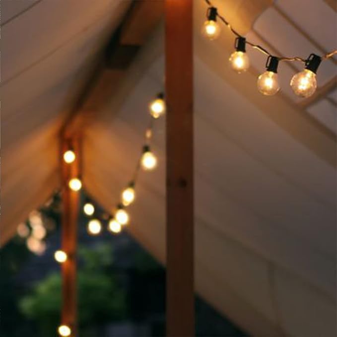 GOOTHY 50 Pack G40 Replacement Light Bulbs, 5W Incandescent Bulbs with E12 Candelabra Base, Clear Globe Replacement Light Bulbs for Outdoor String Lights Patio Backyard Garden Wedding Christmas Decor