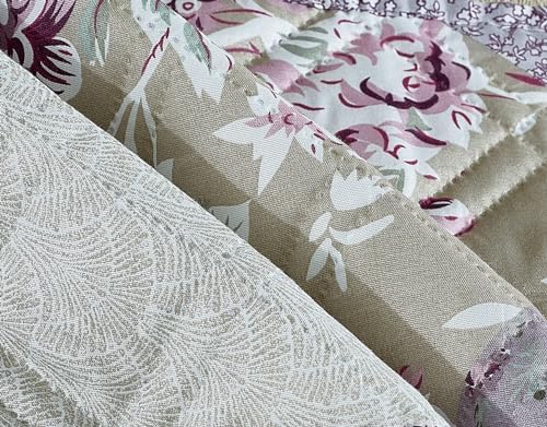Brilliant Sunshine Lilac & Beige Roses Patchwork Couch Cover, 70" seat