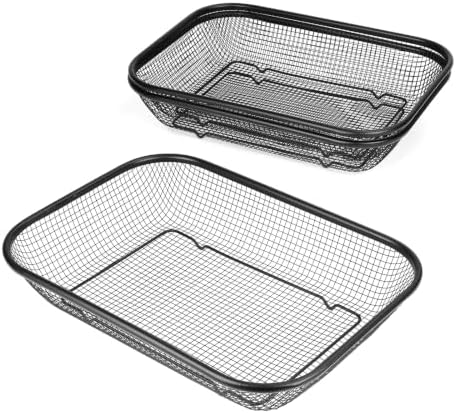 3 Pack Wire Baskets for Organizing, Black Mesh Desk Storage Trays for Mail, Paper,Bill... Office Drawer Organizer, Turn in Trays Classroom