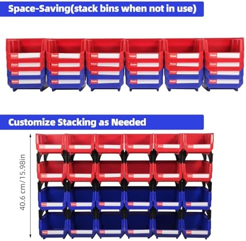 24 Packs Stackable Storage Bins, 5" x 4" x 3" Organizer Bins,