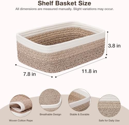 3 Pack Small Baskets for Organizing, Woven Storage Baskets for Shelves