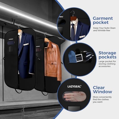 43'' Suit Garment Bag for Travel, 600D Oxford Fabric, Black