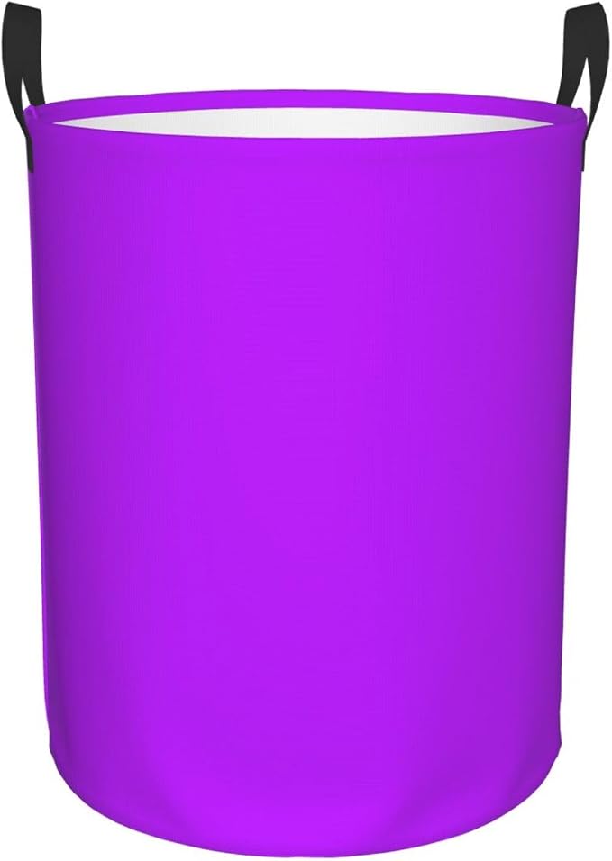19.6" Large Laundry Hamper Bag, Neon Purple Elegant Collapsible Laundry Basket Dirty Clothes Organizer Washing Bin for Family Essentials Storage