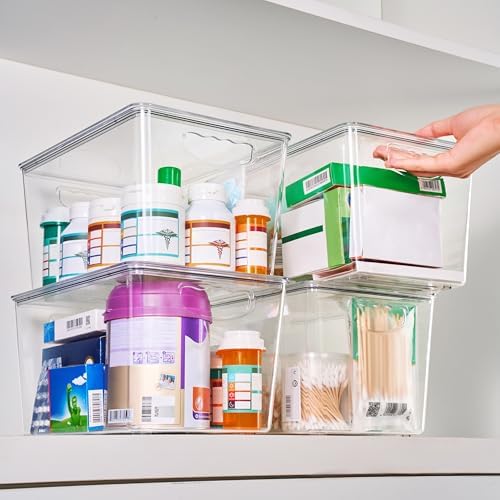 theaoo Large Clear Storage Bins with Lids, Stackable Containers, 6 Pack