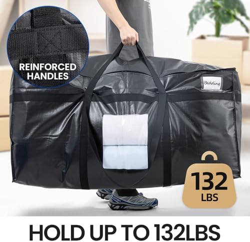 TAILI 2 Pack 69 Gallon Extra Large Storage Bags with Visible Window,Black