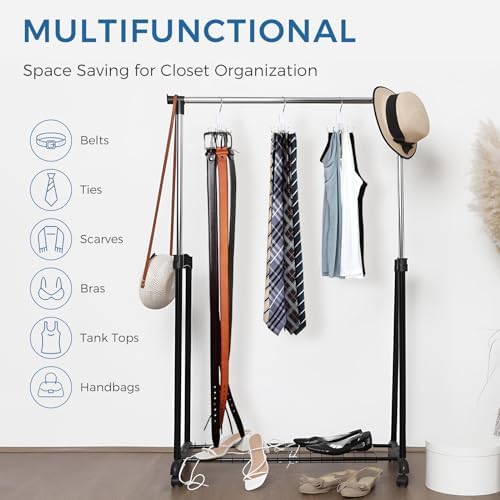 Belt Rack Hanger, Belt Hanger Organizer for Closet 360° Rotatable Max 24 Ties/24 Belts Storage Space Saving Closet Organizers and Storage for Belt, Bra, Tank Top, Tie, Scarf, Purse 2Pcs White