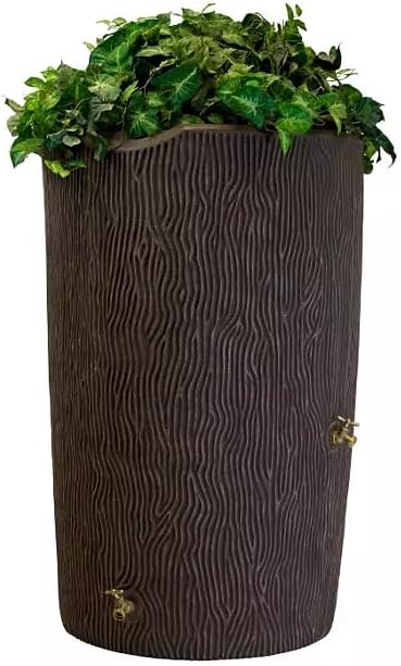 Decorative Rain Barrel with Wood Grain Texture, 90 Gallon Capacity,You can Plant an Array of Floral Arrangements, or Even a Small herb or Vegetable Garden. (Oak, 90 Gallon)