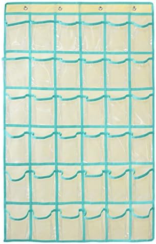 NIMES Hanging Closet Underwear Sock Jewelry Storage Over The Door Classroom Cell Phone Calculator Organizer 36 Clear Pockets (Beige)