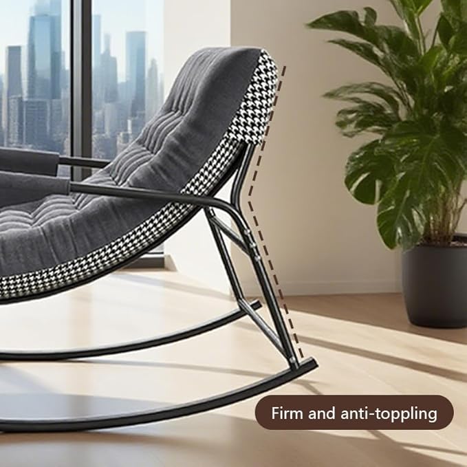 Oversized Rocking Chair,Patio Recliner Rocker with Armrests,Comfortable Papasan Chair for Bedroom, Living Room, Porch, Garden -Gray