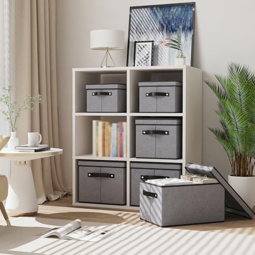 Storage Box with Handles,7.1x9.1x13 In,Gray Bin,3-Pack
