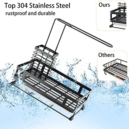 Godboat Kitchen Sink Organizer with Brush Rack - Sink Caddy with Drain-Pan