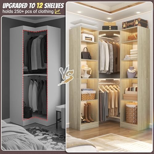Besiost Corner Closet System with 12 Shelves, 39.2" Corner Organizer