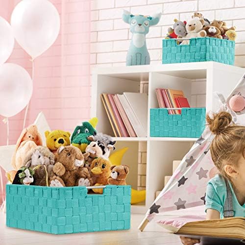 Sorbus Baskets for Organizing, 7-Piece Hand-Woven Storage Set (Aqua)