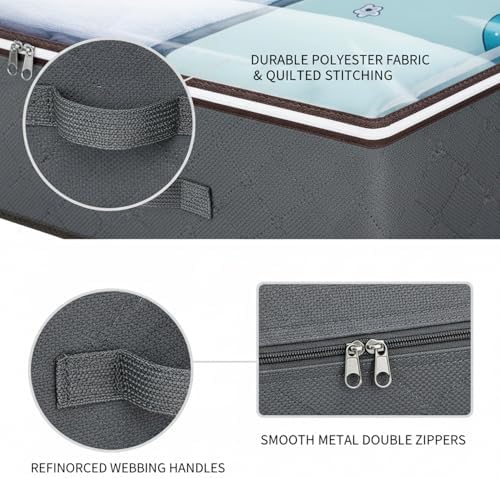 Under Bed Storage Bag with Handles, Durable Polyester Container for Bedding & Seasonal Clothes, 39.4 x 19.7 x 7.1 Inches