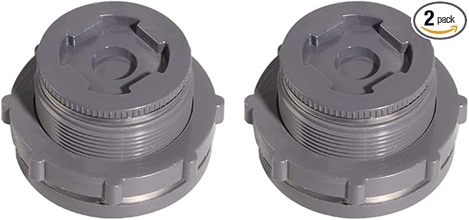 Ququyi 1.25 Inch PVC Bulkhead Water Tank Connector Adapter Fitting with Plugs Thru-Bulk Pipe Fitting for Rain Barrels, Aquariums, Ponds(Set of 2)
