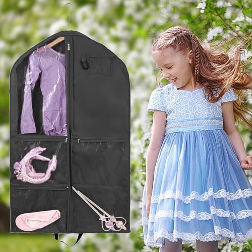 2 Pack Garment Bags for Travel Hanging Clothes,40inch Dance Bag,Dance Garment Bags For Dancers,Dance Competition Essentials,Dance Costume Garment bag For Kids Girls.