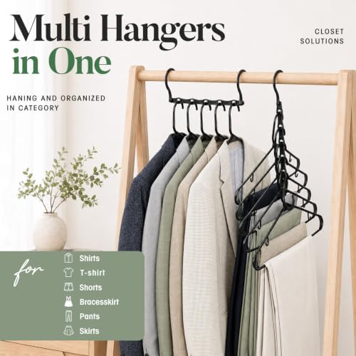 HOUSE DAY Space Saving Hangers 6 Pack with 50 Pack Plastic Hangers, Black