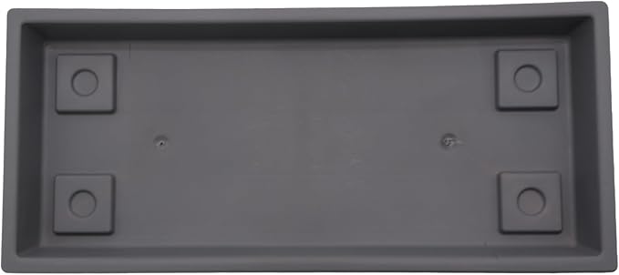 The HC Companies 23.5 Inch Venetian Rectangular Plant Saucer - Indoor Outdoor Plastic Plant Trays for Pots - 23.5"x7.5"x1.3" Warm Gray