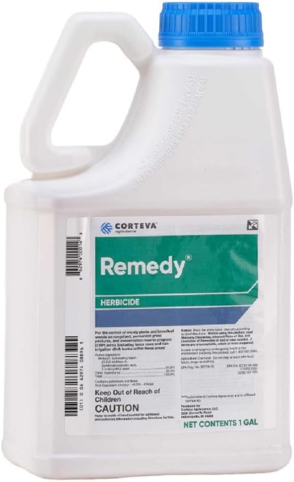 Remedy Specialty Herbicide Weed Killer & Brush Control At Rangeland, Pasture and Fence Lines, Triclopyr Concentrated, Use Alone Or Tank Mix With GrazonNext/ForeFront HL Herbicide, 1 Gallon