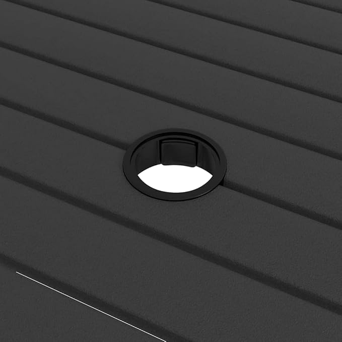 vidaXL Powder-Coated Steel Patio Table with Parasol Hole, Industrial Style, Outdoor Use, Easy Assembly, Anthracite, 32.1" x 32.1" x 28.3"
