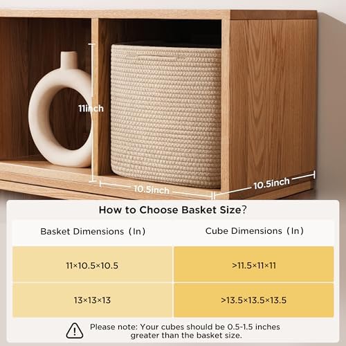 joybest 11inch Cube Storage Bins, Cotton Rope Woven Organizer Basket