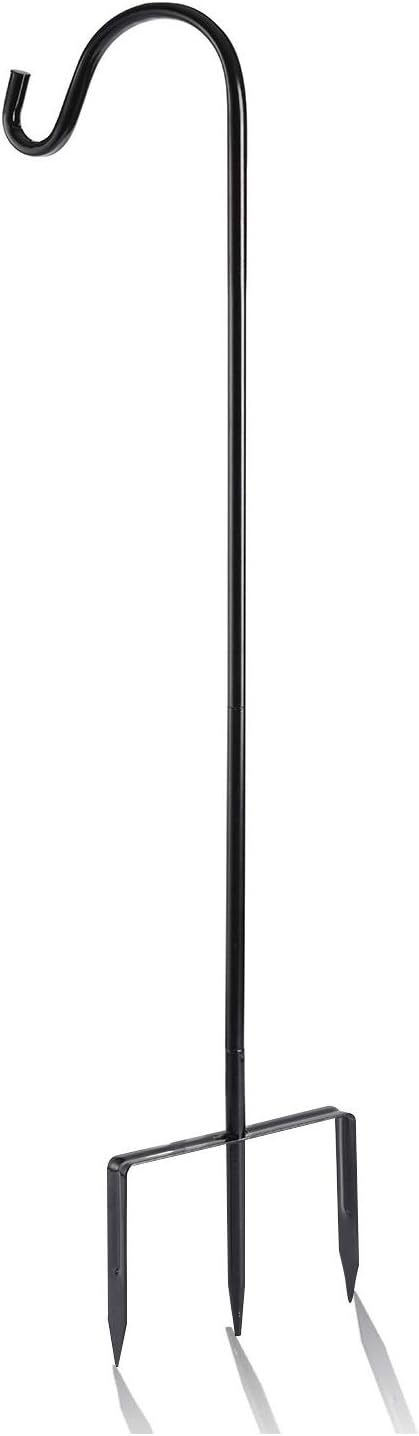 EXCMARK Shepherd Hook Adjustable Height 32/24/16’’ 1/2 inch Thick Use at Weddings, Hanging Solar Lights, Lanterns, Bird Feeders, Metal Hanger Hook (Black,32inch). U.S. Patent.
