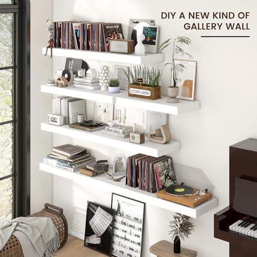 36 Inch Floating Shelves for Wall, 12"D Wood Storage Shelves, White Finish