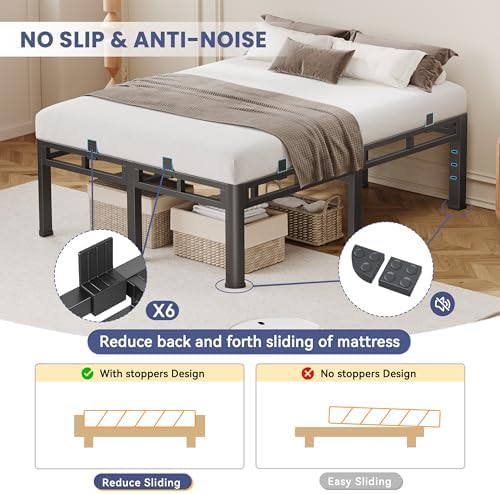 22 Inch Full Bed Frame,Double Layer Heavy Duty Metal Platform Tall Base