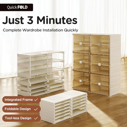 ANTBOX Portable Shoe Rack Organizer for Closet Entryway, Stackable Sneaker Storage Shoe Cabinet with Magnetic Clear Door, Large Plastic Storage containers Bins with Lids 10 Tiers 40 Pairs