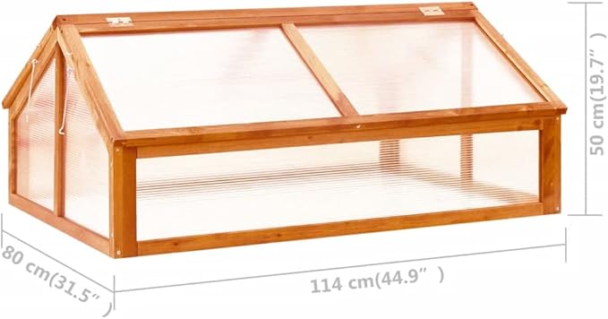 Firwood Garden Portable Wooden Greenhouse - Raised Flower Planter with 2 Roofs, Mini Greenhouse Cabinet for Outdoor Indoor Use - 44.8"x31.4"x19.6"/Brown