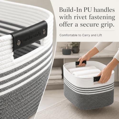 22.8GAL Xl Extra Large Laundry Basket for Bathroom, Dorm Dirty Clothes, Sturdy Portable Aesthetic Boho Cute Woven Storage Shoes Blanket Baskets for Living Room Decor Girls Boys Pets Toys Mix Black