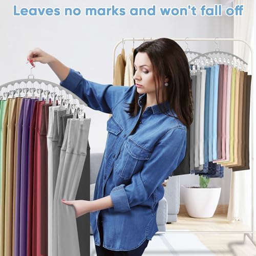 6 Pack Legging Organizer for Closet Hanging, Pants Hangers with Clips Metal